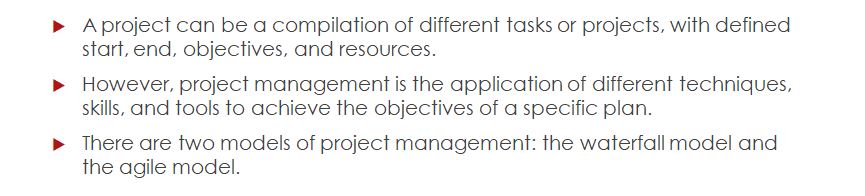 Research the library for information about 2–3 different project management models