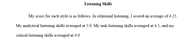 You will get scores for all four styles of listening. For the assignment indicate your score for each style and explain when or how you use 